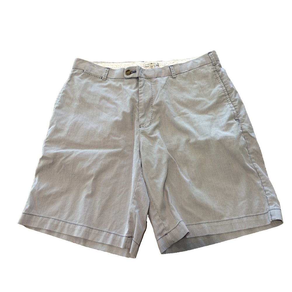 Peter Millar Sz 34 Mens Blue Skinny Stripe Cotton Flat Front Shorts